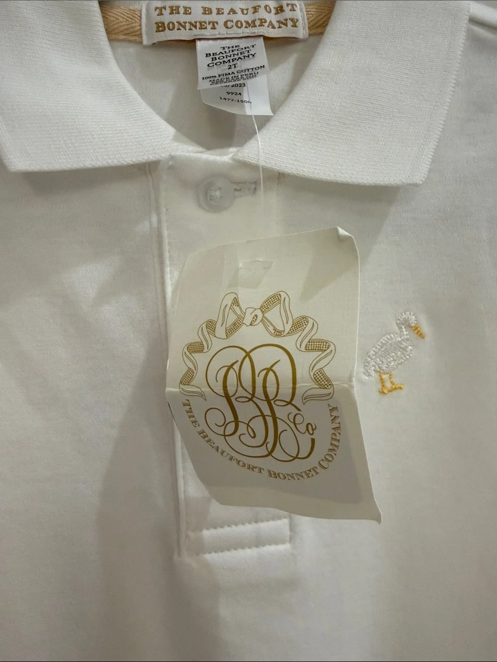 TBBC Prim & Proper Short Sleeve Polo Shirt in Worth Avenue White 2T NWT